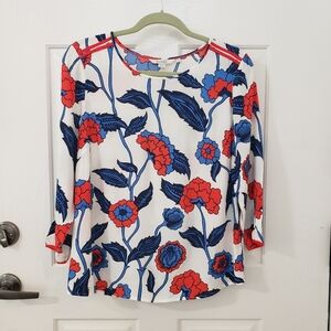 Boden Size 6  Floral Print Women's Top - Red and Blue